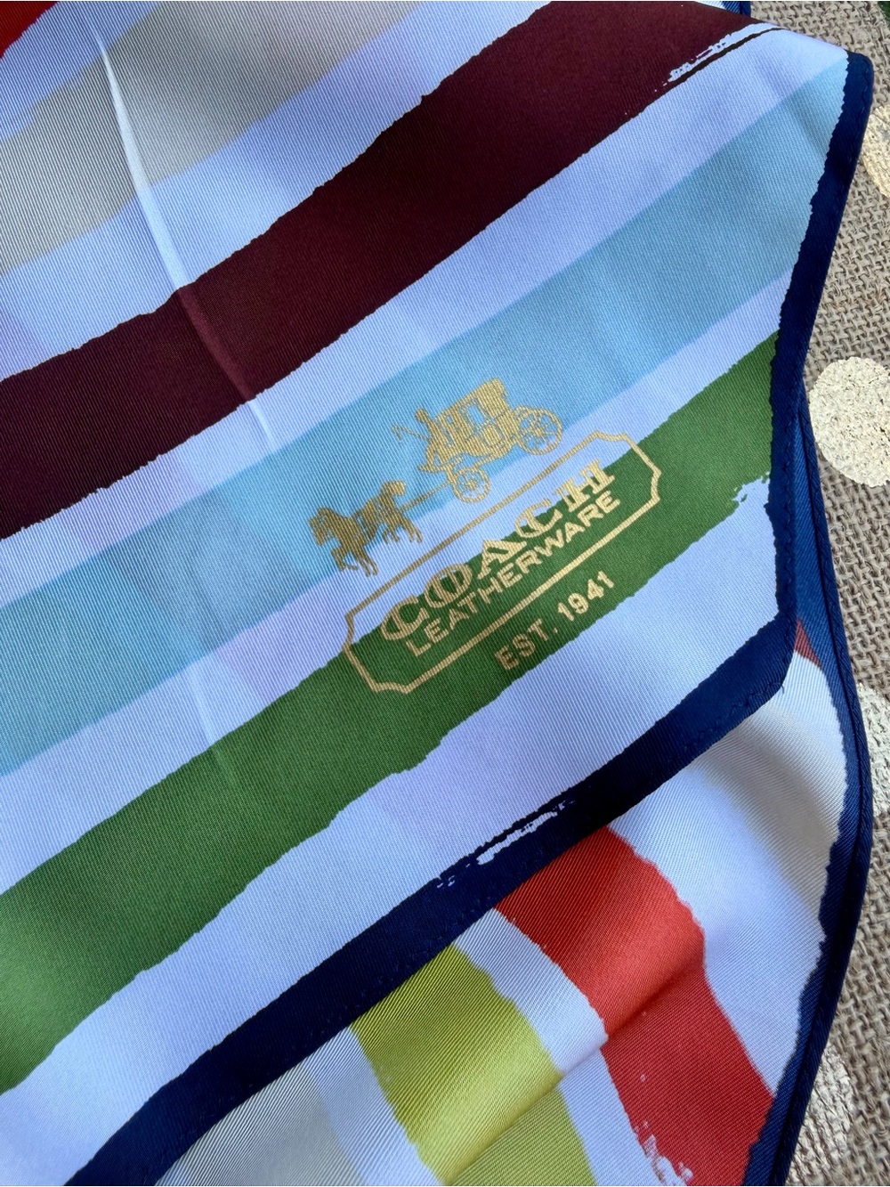 Authentic COACH Legacy Stripe Vintage ~Y2K~ 100% Silk Scarf ~Personal Collection